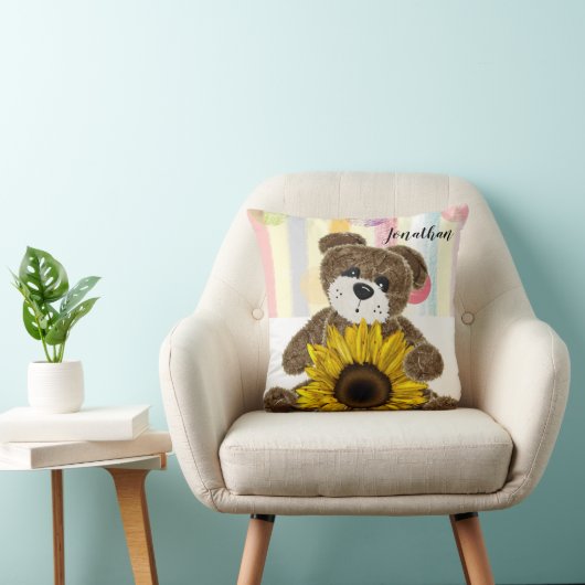 Teddy Bear Pastel Stripe Kissen (Stuhl )