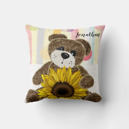 Teddy Bear Pastel Stripe Kissen (Rückseite)