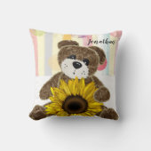 Teddy Bear Pastel Stripe Kissen (Vorderseite)