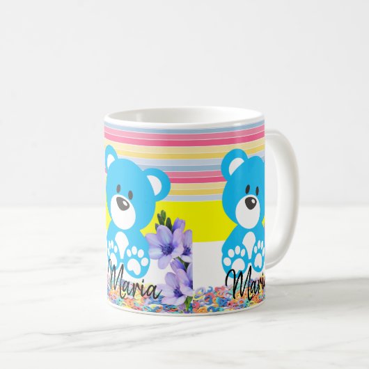 Teddy Bear Pastel Stripe Tasse (VorderseiteRechts)