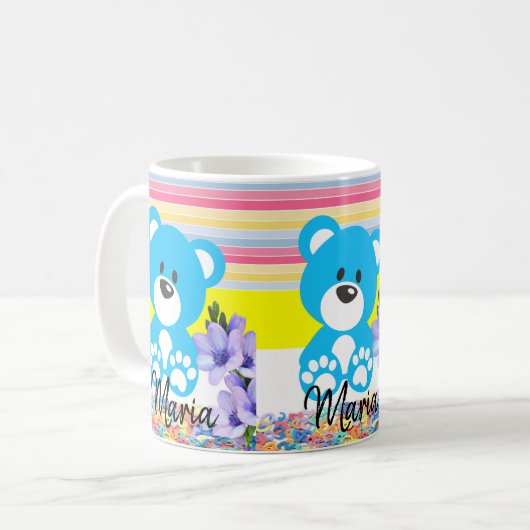Teddy Bear Pastel Stripe Tasse (Vorderseite Links)