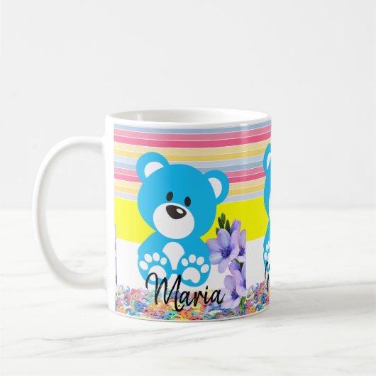 Teddy Bear Pastel Stripe Tasse (Links)