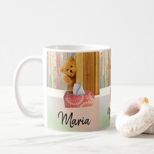 Teddy Bear Pastel Stripe Tasse (Mit Donut)