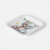 Teddy Bear Patchwork in Floral Girl Baby Shower Pappteller (Gewinkelt)