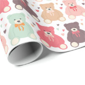 Teddy Bear Pattern Baby Dusche Geschenkpapier (Rolleneckpunkt)