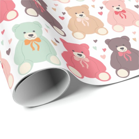 Teddy Bear Pattern Baby Dusche Geschenkpapier (Rolleneckpunkt)