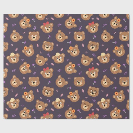 Teddy Bear Pattern Geschenkpapier (Flach)