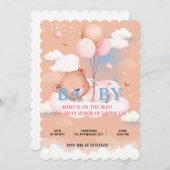 TEDDY BEAR PEACH FARBE BABY DUSITATION SAVE THE DATE (Vorne/Hinten)