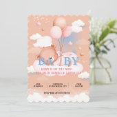 TEDDY BEAR PEACH FARBE BABY DUSITATION SAVE THE DATE (Stehend Vorderseite)