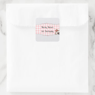 Teddy Bear Peekaboo Geburtstag Quadratischer Aufkleber
