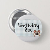 Teddy Bear Peekaboo Geburtstagsjunge Button (Vorne & Hinten)