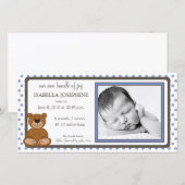 Teddy Bear Periwinkle Geburtsankündigung Ankündigung (Vorne/Hinten)