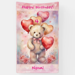 Teddy Bear personalisieren Mädchenname & -alter Banner