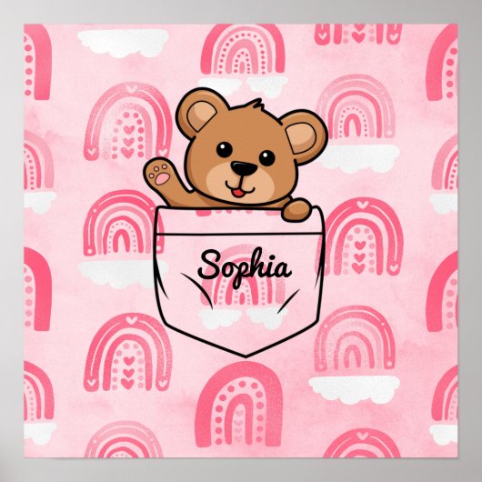 Teddy Bear Personalisiert Animal Pocket Poster (Vorne)