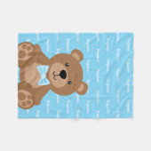 Teddy Bear Personalisiert Blue Name Boy Fleecedecke (Vorderseite (Horizontal))