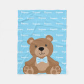 Teddy Bear Personalisiert Blue Name Boy Fleecedecke (Vorderseite)