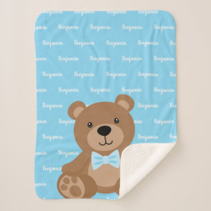 Teddy Bear Personalisiert Blue Name Boy Sherpadecke