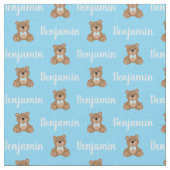 Teddy Bear Personalisiert Blue Name Stoff (Nahaufnahme)