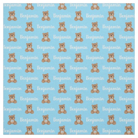 Teddy Bear Personalisiert Blue Name Stoff (Muster)