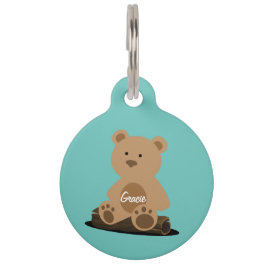 Teddy Bear Personalisiert White Text Pet ID Tag Haustiermarke