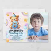 Teddy Bear Photo Birthday 8 for Boys  Einladung (Vorderseite)