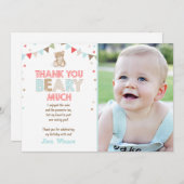 Teddy bear picknick Danke You Card Teddy Bären Boy (Vorne/Hinten)