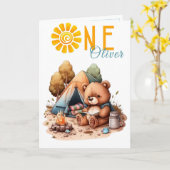 Teddy Bear Picnic 1st Birthday Card Karte (Gelbe Blume)
