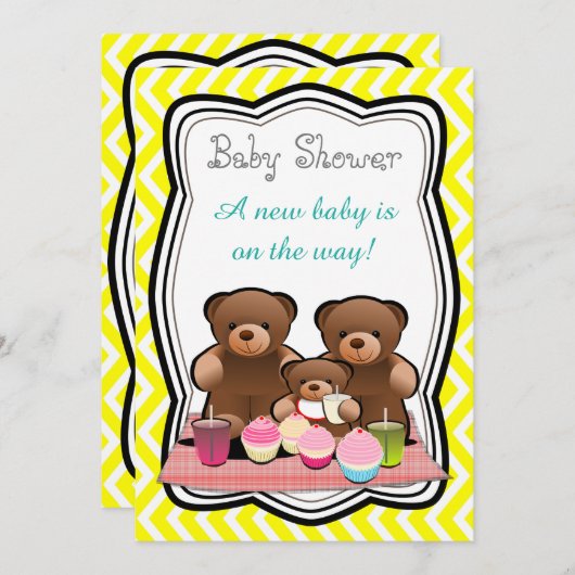 Teddy Bear Picnic Baby Dusche Einladung (Vorne/Hinten)