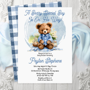 Teddy Bear Picnic Beary Special Boy Baby Dusche Einladung