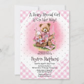 Teddy Bear Picnic Beary Special Girl Baby Dusche Einladung (Vorderseite)