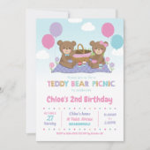 Teddy Bear Picnic Birthday Einladung Girl (Vorderseite)