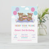 Teddy Bear Picnic Birthday Einladung Girl (Stehend Vorderseite)