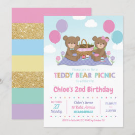 Teddy Bear Picnic Birthday Einladung Girl