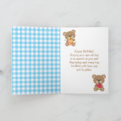 Teddy Bear Picnic Blue Gingham Happy Birthday Karte (Innenseite)