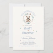 Teddy Bear Picnic Boho Baby Shower Themed Boys Einladung (Vorderseite)