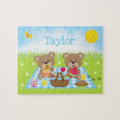 Teddy Bear Picnic Boy Blue Gingham Puzzle (Horizontal)