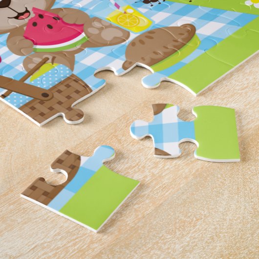 Teddy Bear Picnic Boy Blue Gingham Puzzle (Seite)