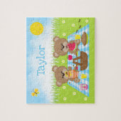 Teddy Bear Picnic Boy Blue Gingham Puzzle (Vertikal)