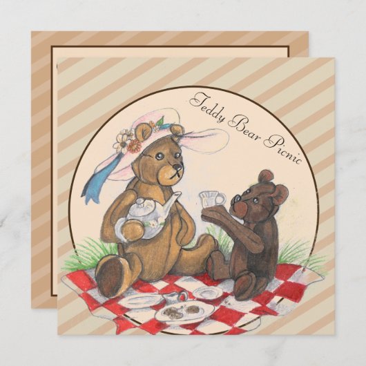 Teddy Bear Picnic Einladungen (Vorne/Hinten)