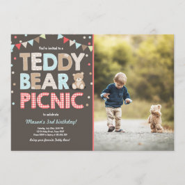Teddy Bear Picnic Geburtstag Einladung Blue