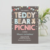 Teddy Bear Picnic Geburtstag Einladung Blue (Stehend Vorderseite)