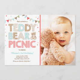 Teddy Bear Picnic Geburtstag Einladung Blue