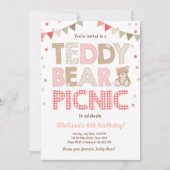 Teddy Bear Picnic Geburtstag Einladung Pink (Vorderseite)