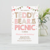 Teddy Bear Picnic Geburtstag Einladung Pink (Stehend Vorderseite)