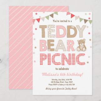 Teddy Bear Picnic Geburtstag Einladung Pink