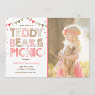 Teddy Bear Picnic Geburtstag Einladung Pink
