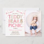 Teddy Bear Picnic Geburtstag Einladung Pink (Vorderseite)