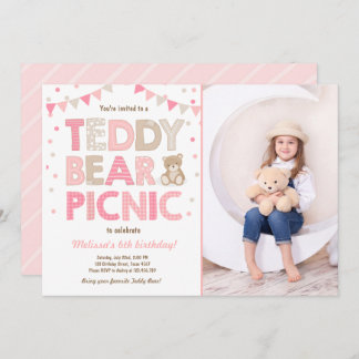 Teddy Bear Picnic Geburtstag Einladung Pink