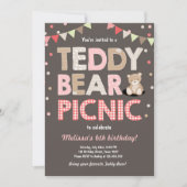 Teddy Bear Picnic Geburtstag Einladung Pink (Vorderseite)