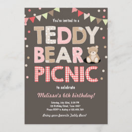 Teddy Bear Picnic Geburtstag Einladung Pink